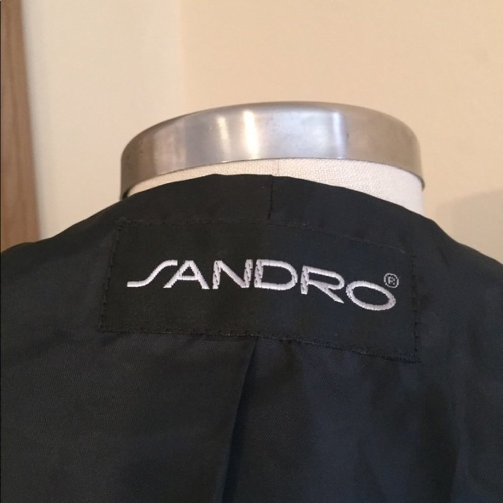 Black Sandro Tailored Coat 100% Wool Size 12 - Picture 6 of 6